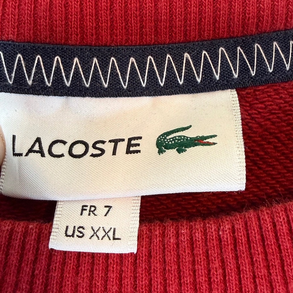Lacoste Sweatshirt Mens XXL Red Heritage 1927 Graphic Tennis Preppy Old Money - Picture 3 of 8